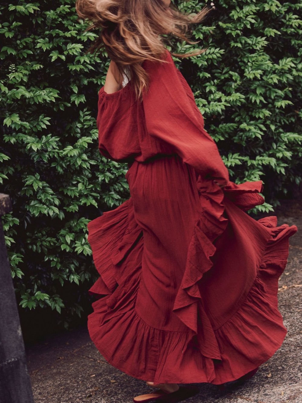 Free People Shore Chic Billowy Ethereal Cascading Ruffed Maxi Dress S